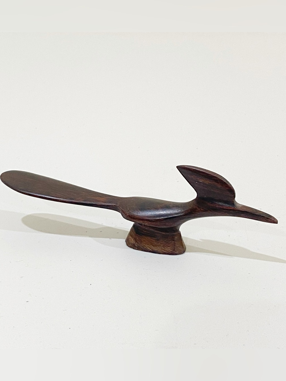 Vtg Carved Wood Roadrunner Bird Figure Ironwood Folk Mexico Art Pedestal